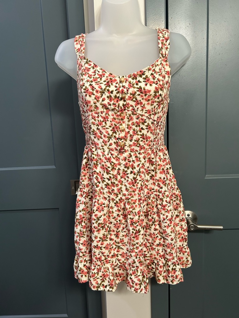 Wild Fable Cream Dress with Pink Floral Print